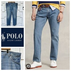 Polo Ralph Lauren Hampton Straight Red Line Selvedge Blue Denim Jeans 46Bx34